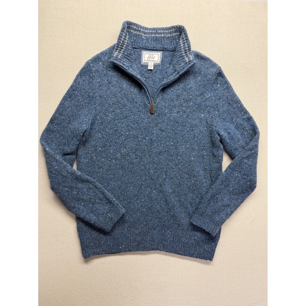 Jos. A. Bank 1905 Mens Blue Merino Wool Alpaca Blend Quarter Zip‎ Sweater Medium - Picture 2 of 16